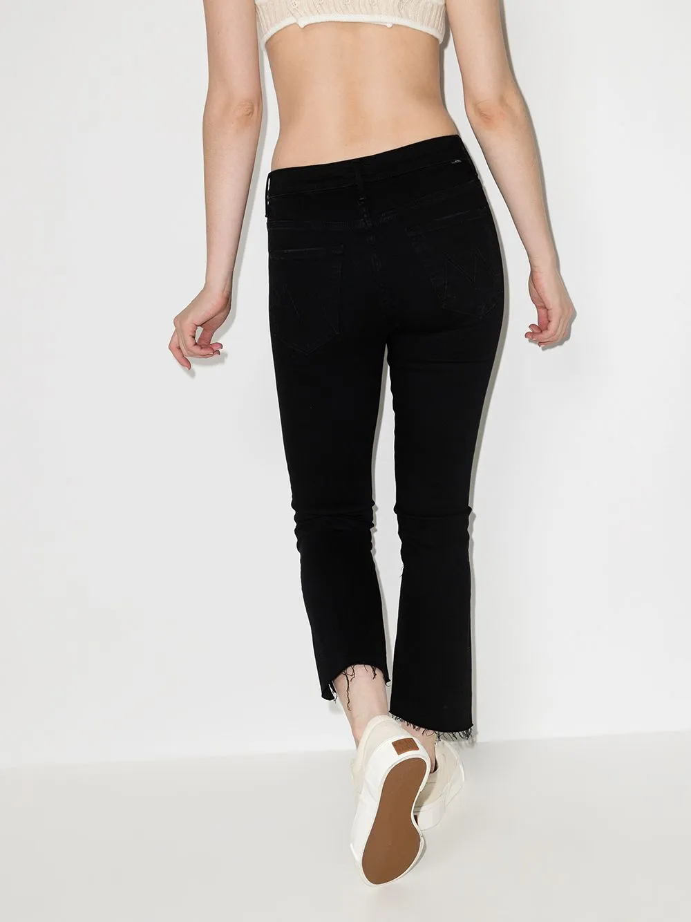 Cropped flared denim jeans