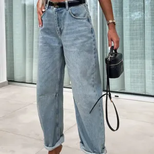 Cuffed Jeans with Pockets