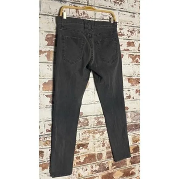 Current/Elliot The Fling Black Washed Pearson Jeans w Real Leather Patched Knees