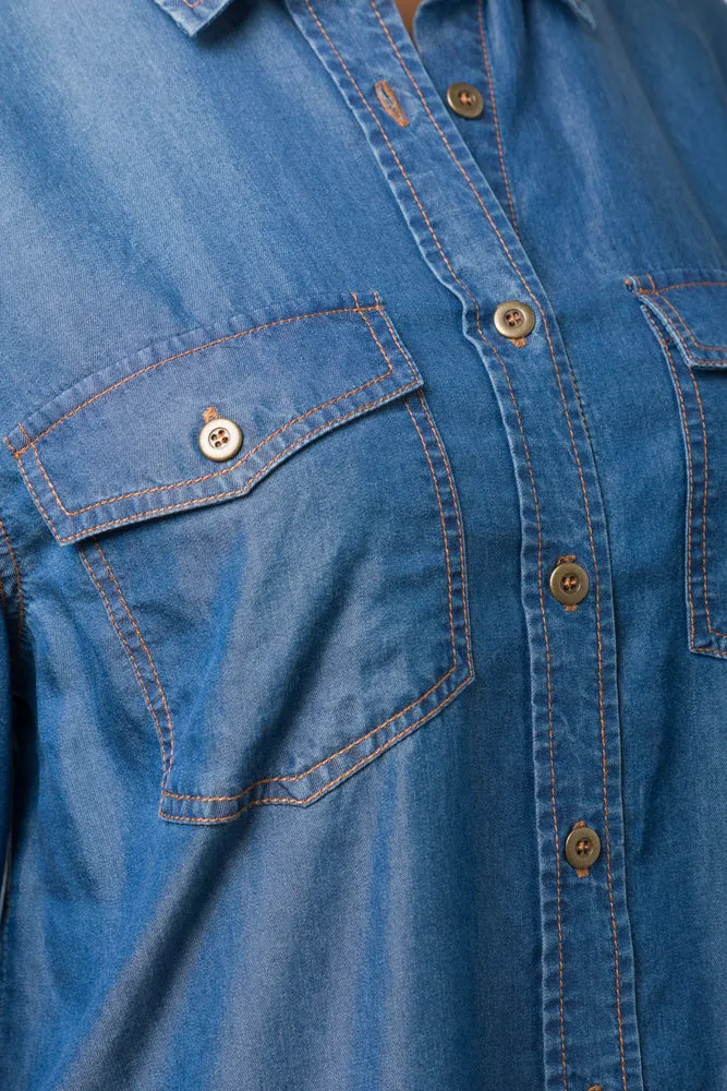 Denim Long Sleeve Shirt Blue