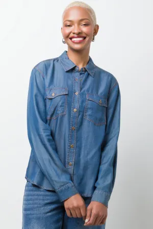 Denim Long Sleeve Shirt Blue