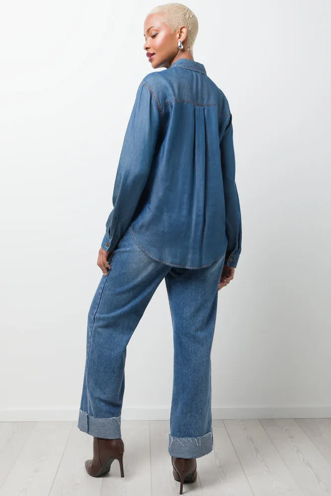 Denim Long Sleeve Shirt Blue