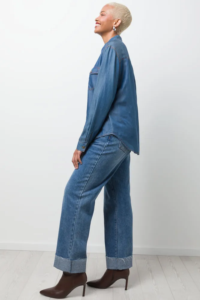 Denim Long Sleeve Shirt Blue