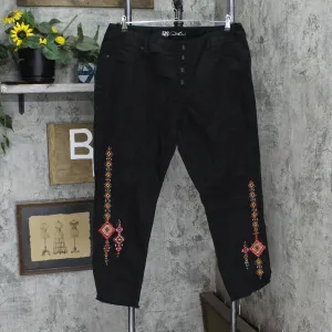 DG2 Womens Faux Button Pullon Denim Stretch Jeggings Jeans Black 1X