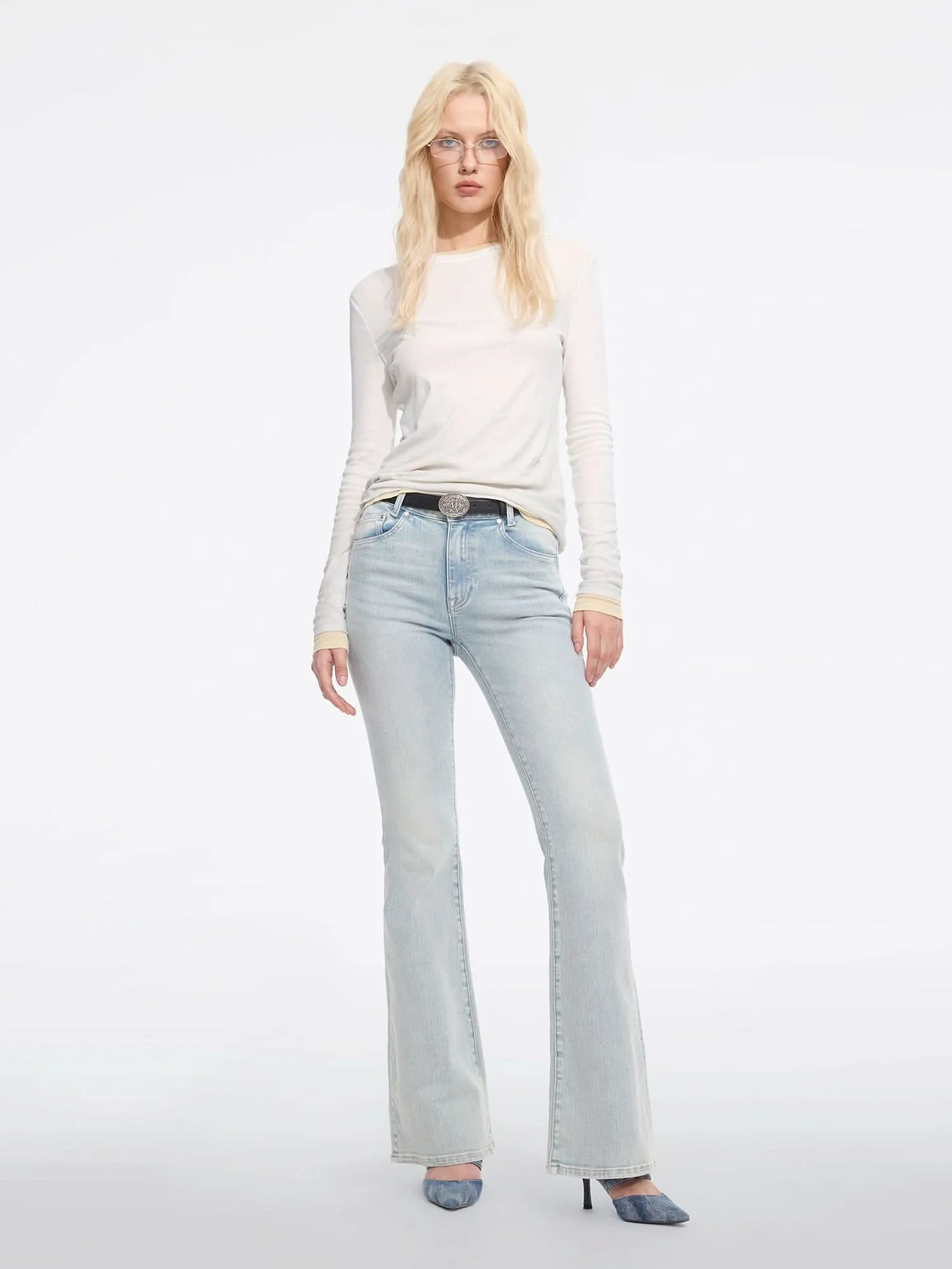 Distressed  Flared Jeans-240
