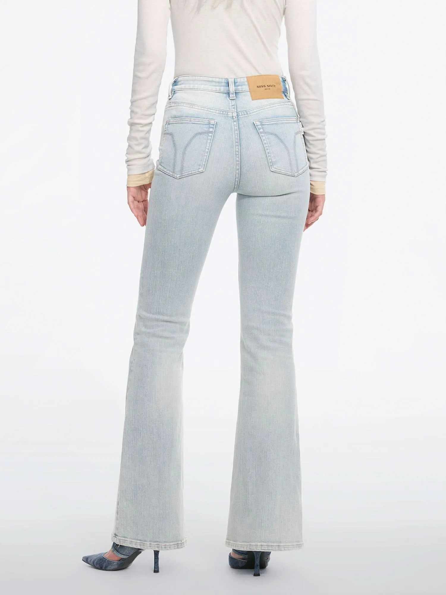 Distressed  Flared Jeans-240