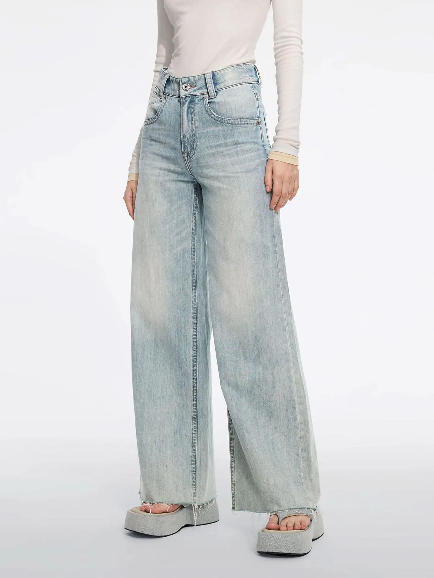 Distressed Flared Jeans-FLM