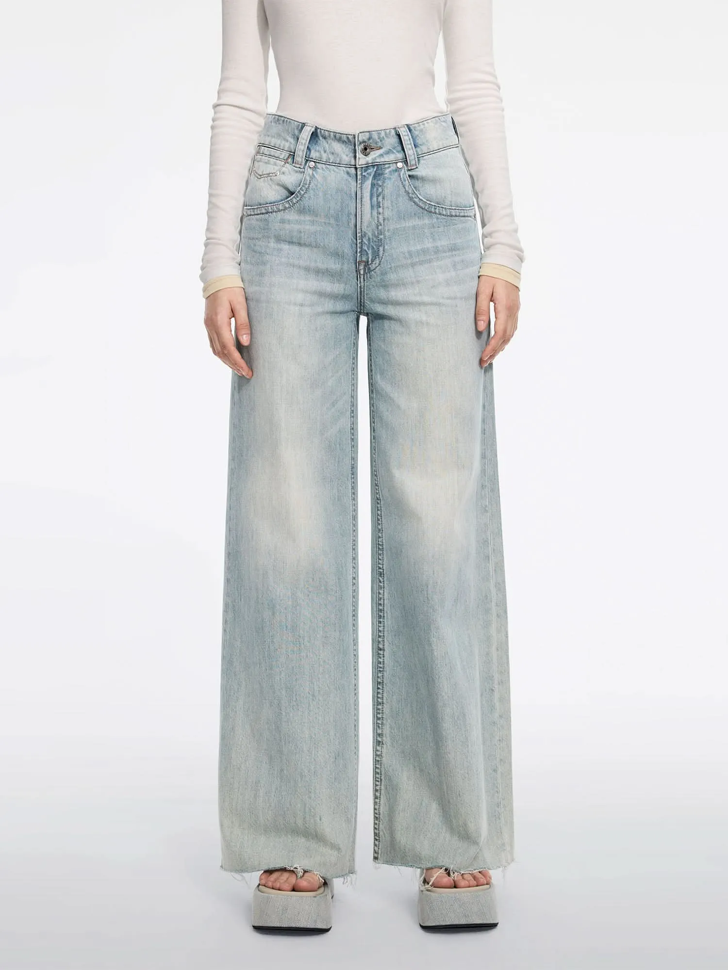 Distressed Flared Jeans-FLM
