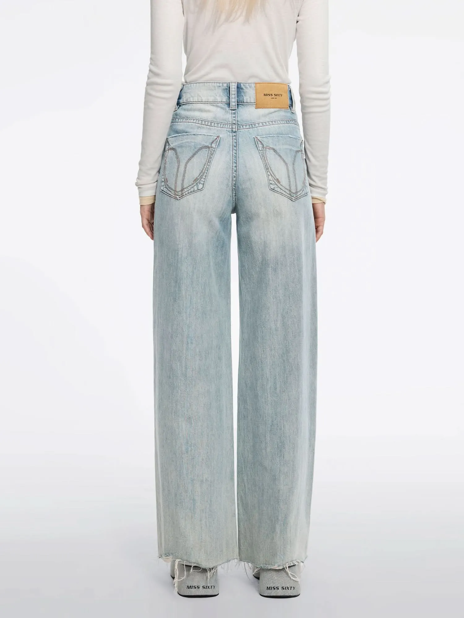 Distressed Flared Jeans-FLM