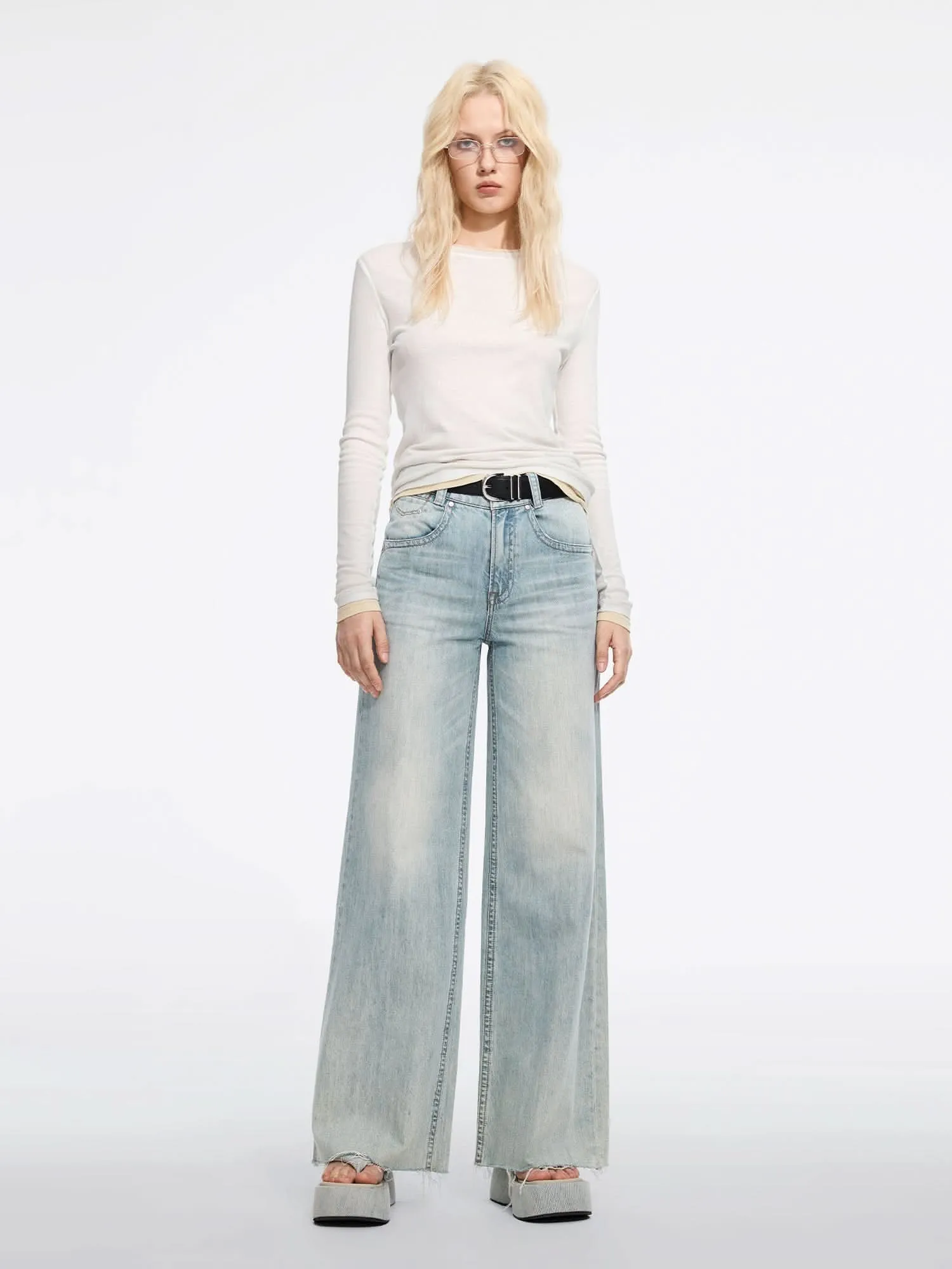Distressed Flared Jeans-FLM