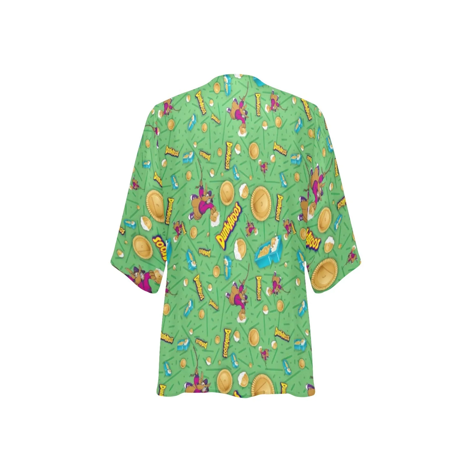 Dunkaroos Green Pattern Women's Kimono Chiffon Cover Up