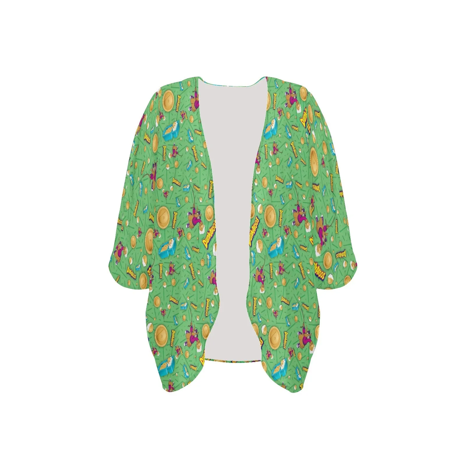 Dunkaroos Green Pattern Women's Kimono Chiffon Cover Up