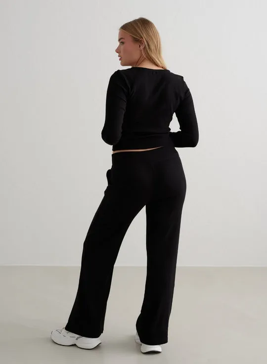 Ease Ribbed Cardigan | Black