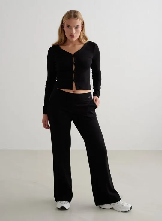 Ease Ribbed Cardigan | Black