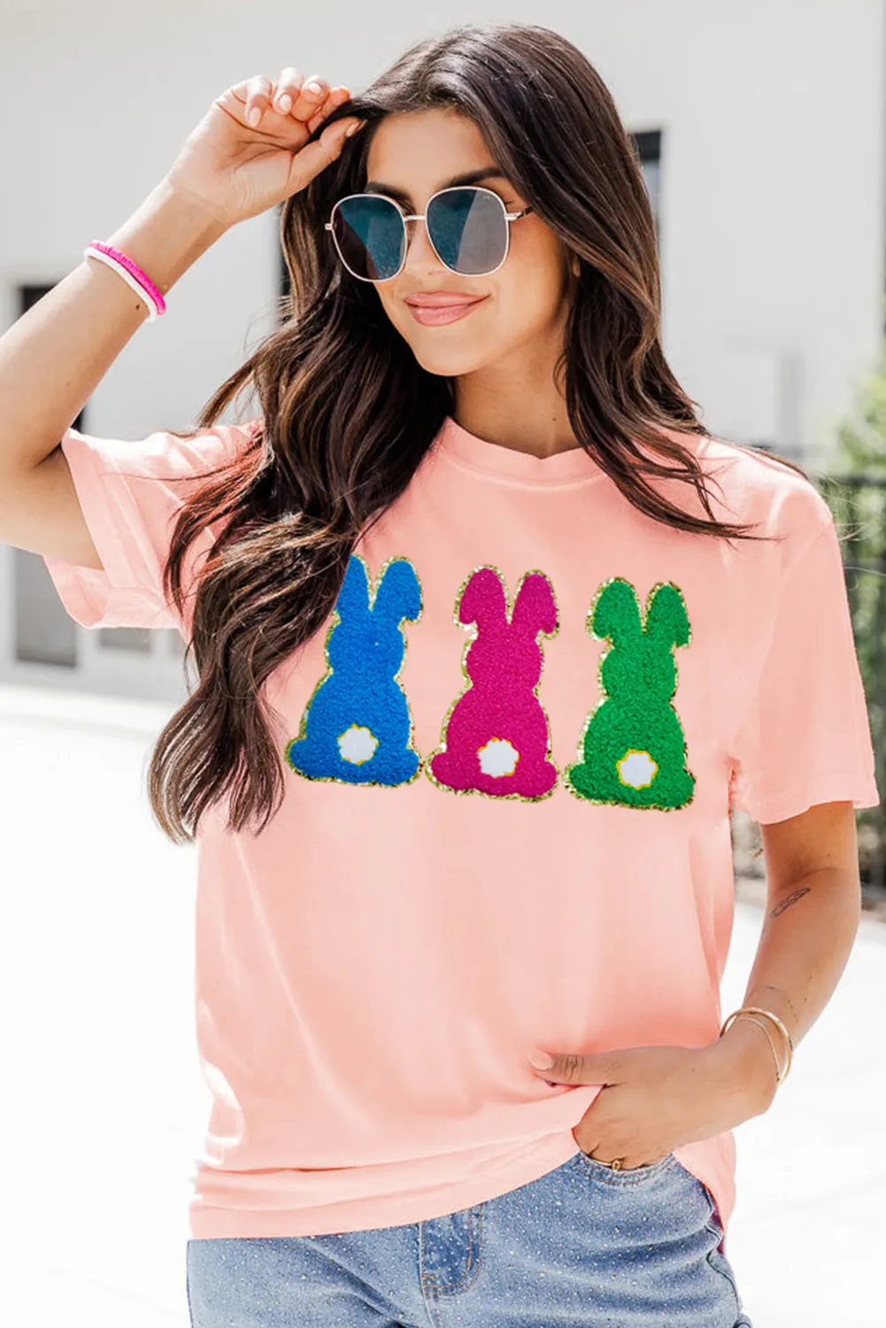 Easter Bunny Chenille Patched Graphic Tee