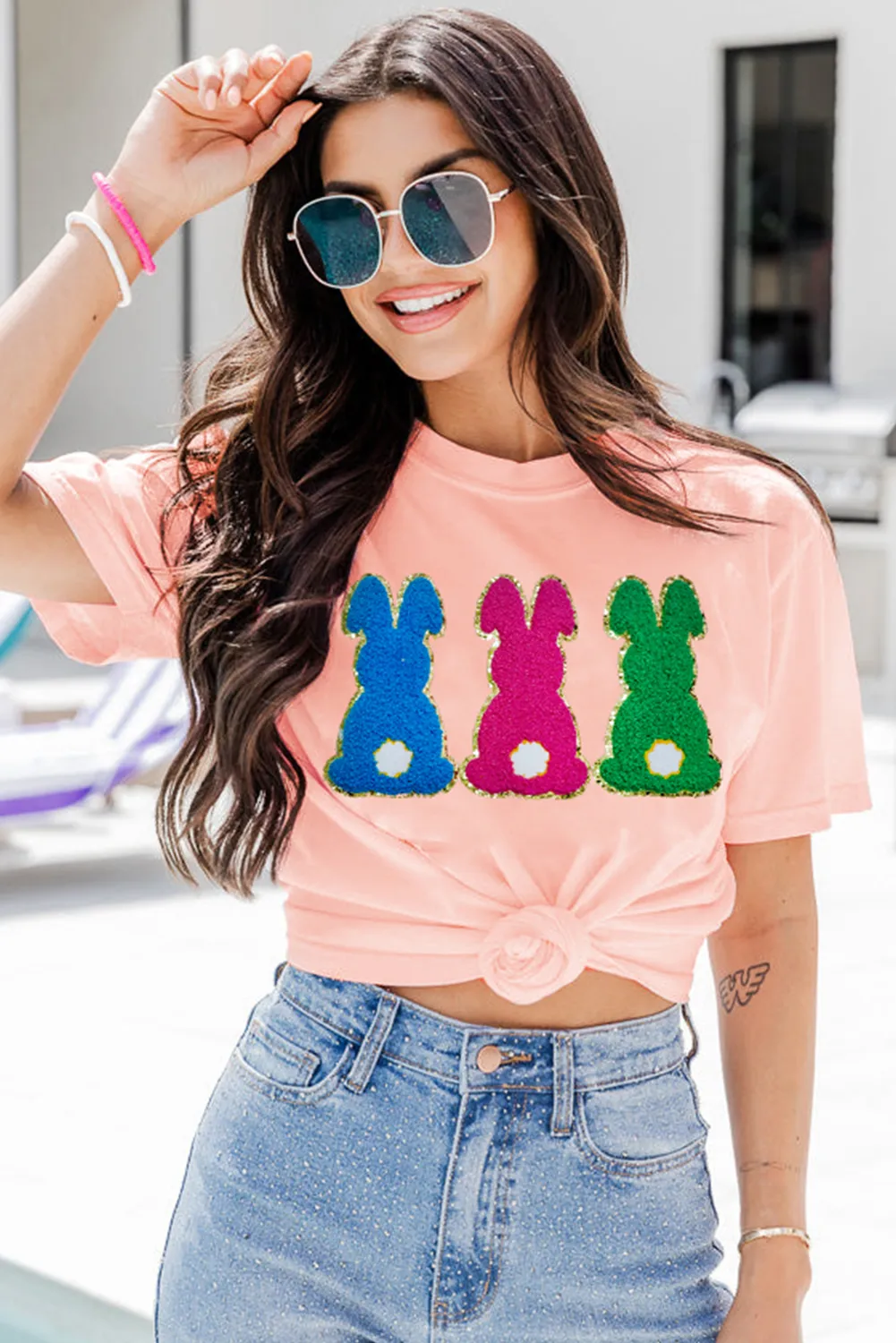 Easter Bunny Chenille Patched Graphic Tee