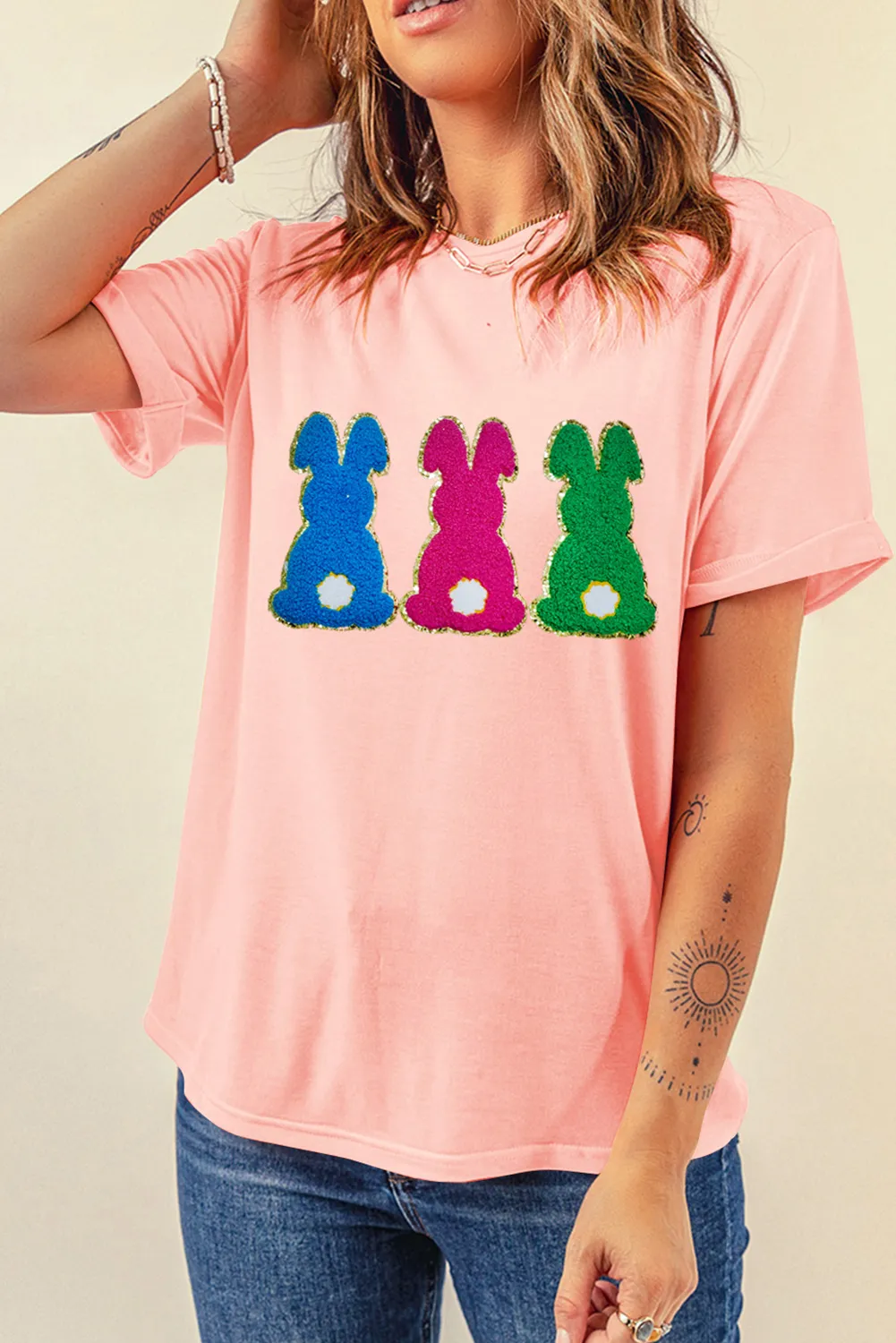 Easter Bunny Chenille Patched Graphic Tee