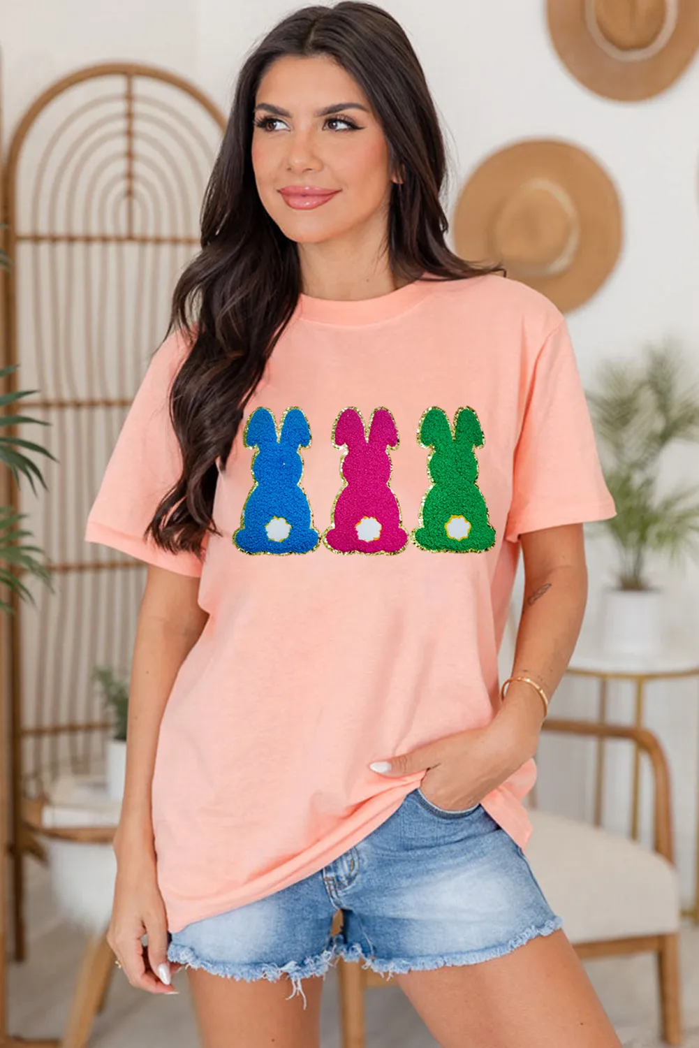 Easter Bunny Chenille Patched Graphic Tee