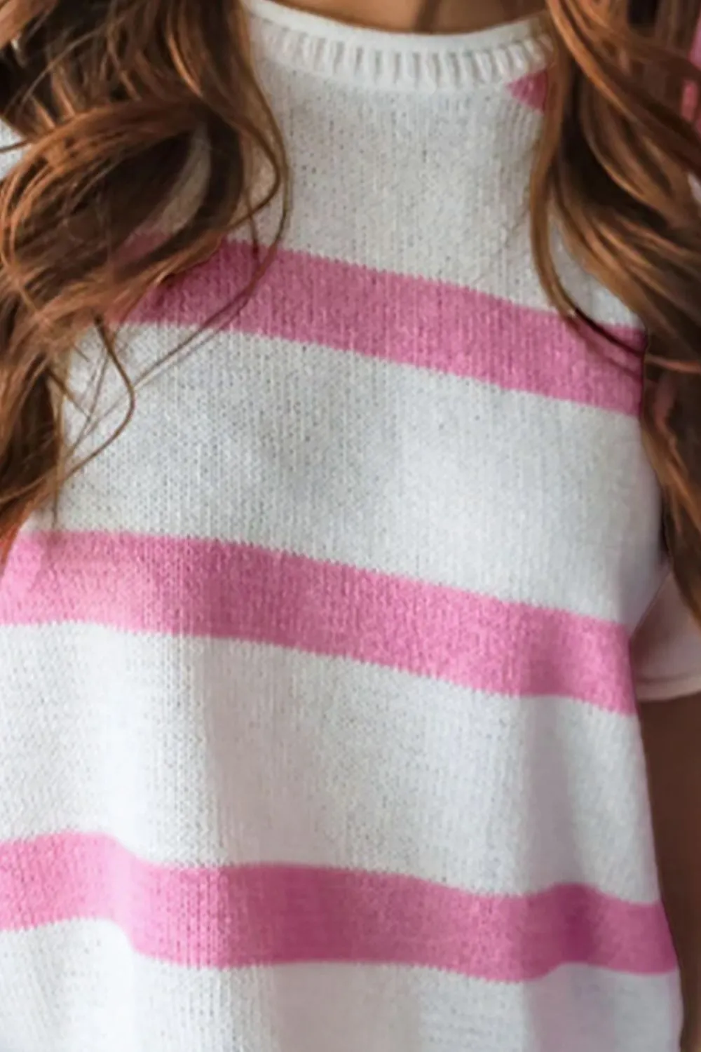 Elsa Striped Round Neck Short Sleeve Knit Top