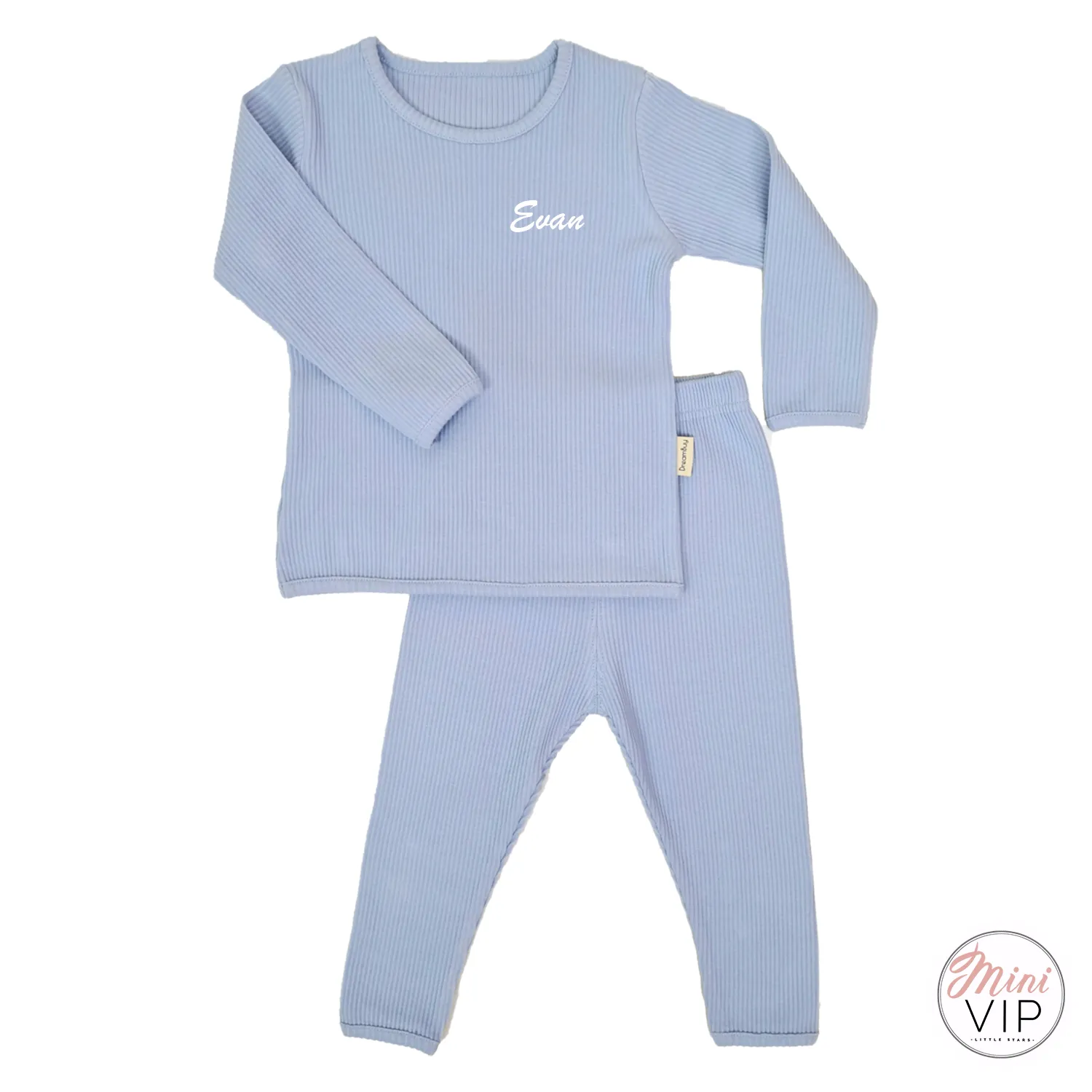 Embroidered Baby Blue Ribbed Loungewear (CURRENTLY OUT OF STOCK)
