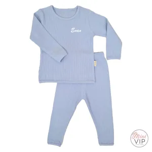 Embroidered Baby Blue Ribbed Loungewear (CURRENTLY OUT OF STOCK)