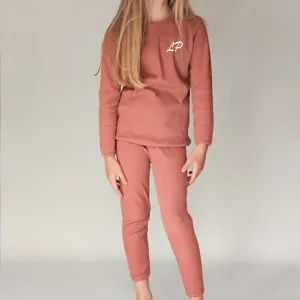 Embroidered Leather Pink Ribbed Loungewear (CURRENTLY OUT OF STOCK)