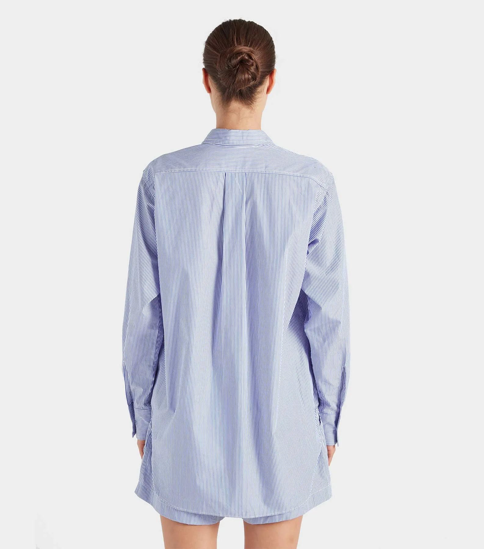 Embroidered Oversized Shirt - Blue Stripe