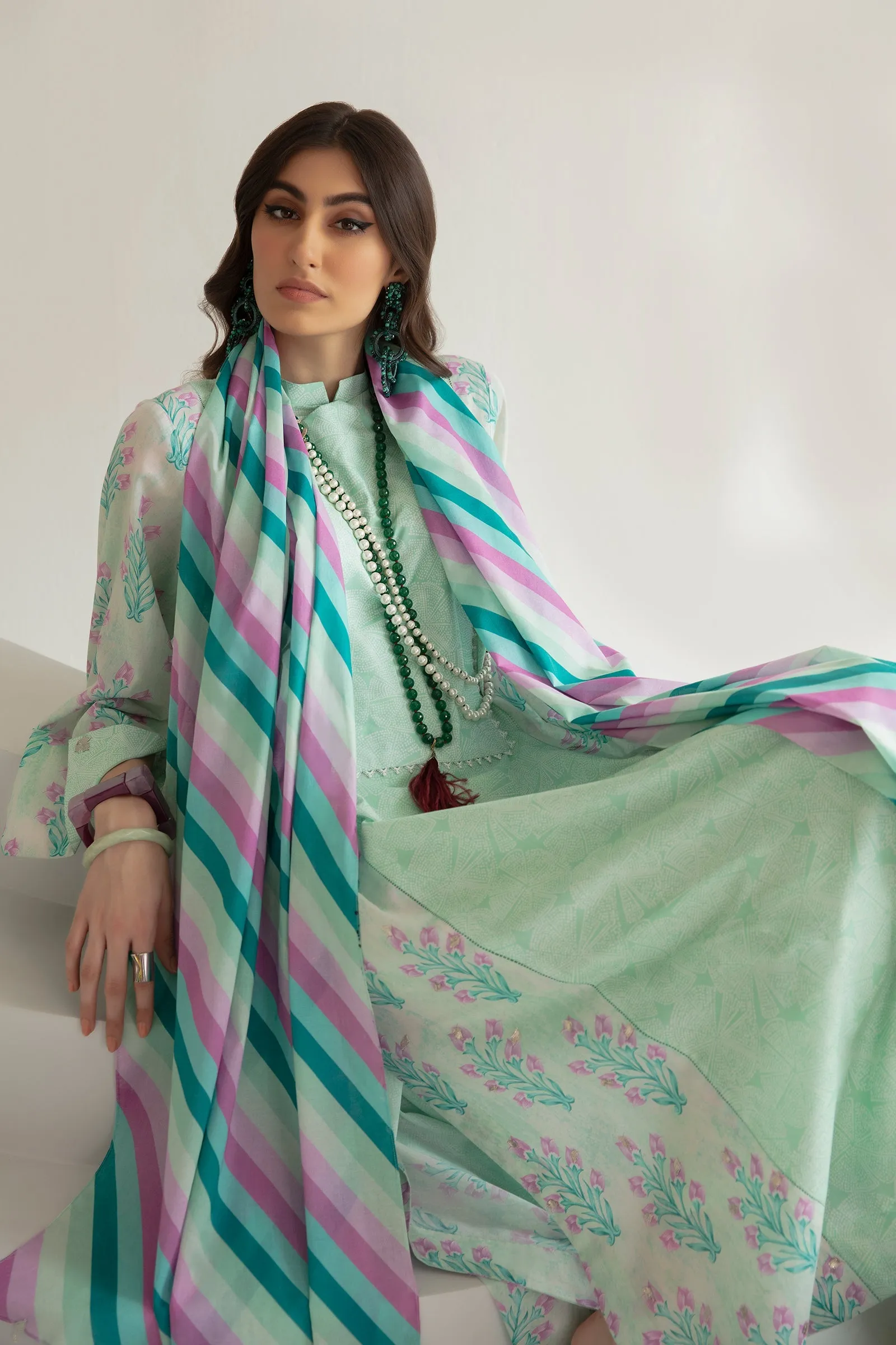 EMEL (ZRW-20916) | Zaha RTW Poplin Collection 2023 | Stitched Lawn Cambric Cotton Suits