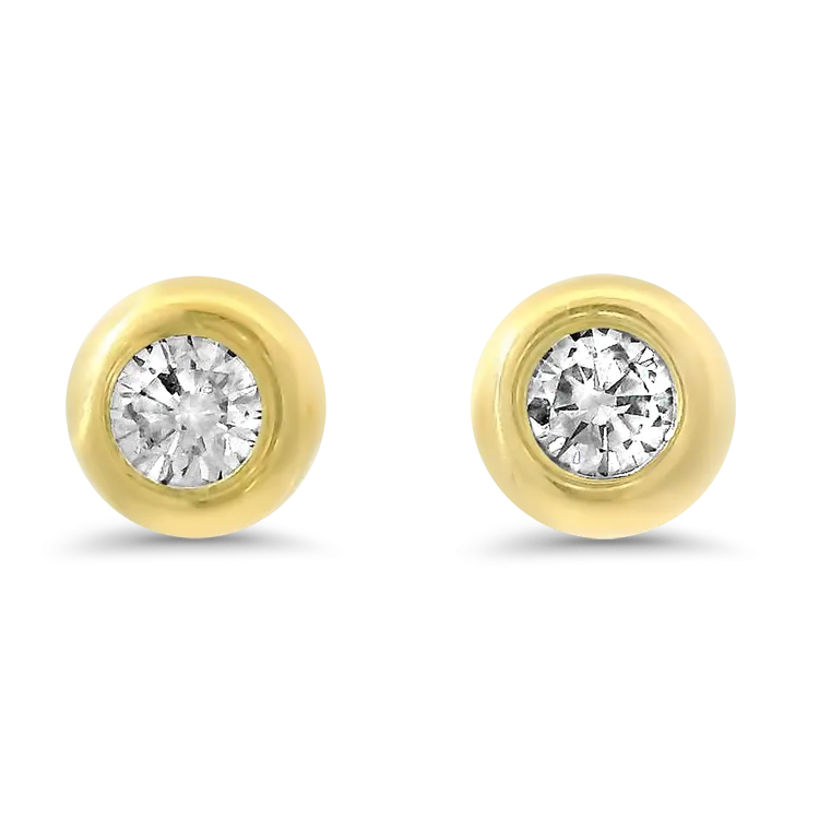 Estate 18k Yellow Gold Bezel Set Diamond Stud Earrings