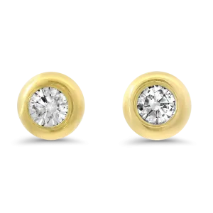 Estate 18k Yellow Gold Bezel Set Diamond Stud Earrings