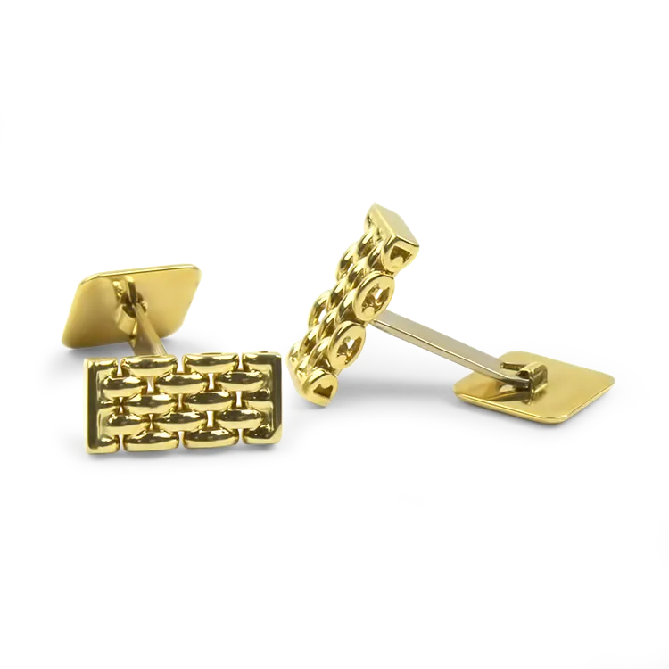 Estate 18K Yellow Gold Panther Link Style Cuff Links