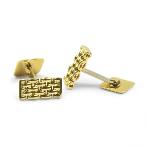 Estate 18K Yellow Gold Panther Link Style Cuff Links