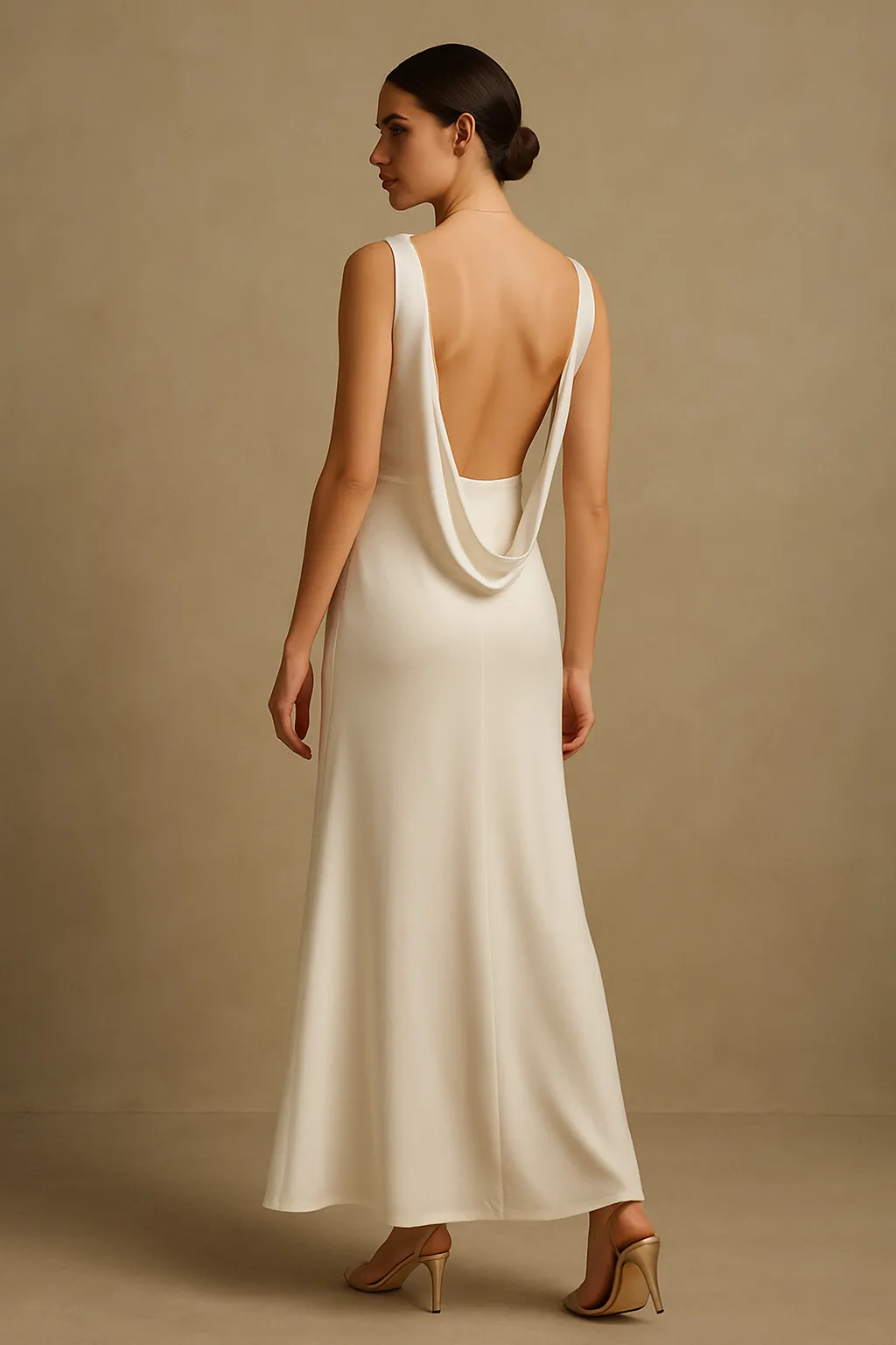 Eva Open Back Crepe Maxi Dress