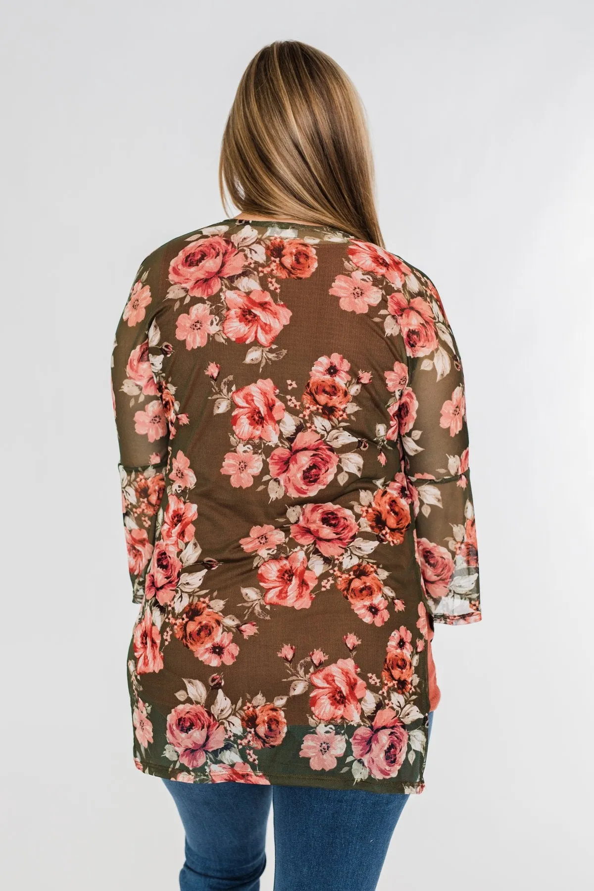 Feels Like Fall Lightweight Floral Kimono- Olive