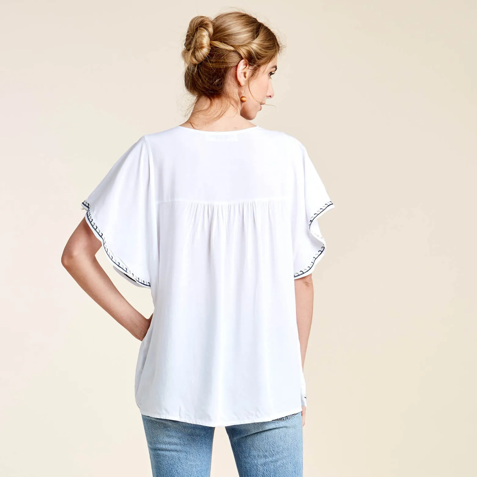 Floral Embroidered Kimono Top