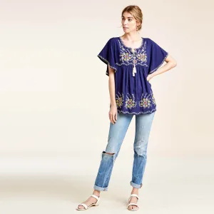 Floral Embroidered Kimono Top