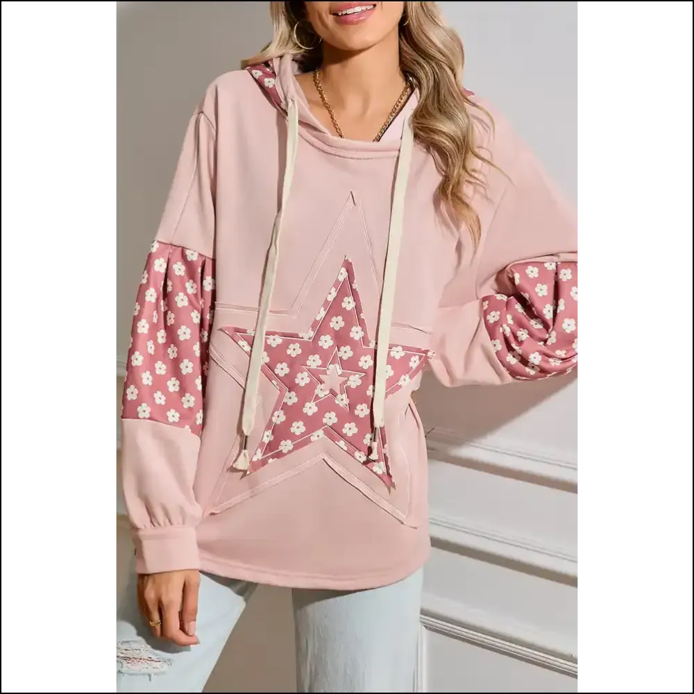 Floral Patchwork Star Hoodie: Cozy , Cute Enough 💀 - Needful Things ✨