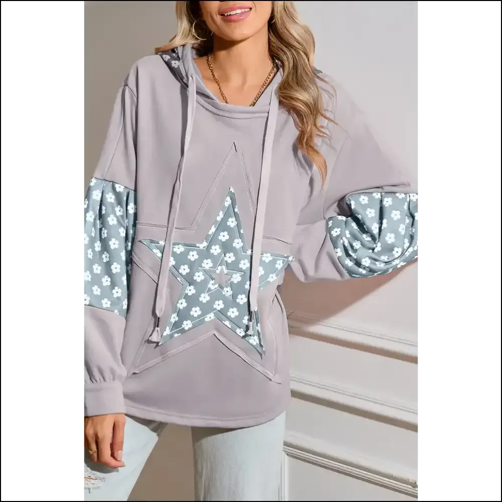 Floral Patchwork Star Hoodie: Cozy , Cute Enough 💀 - Needful Things ✨