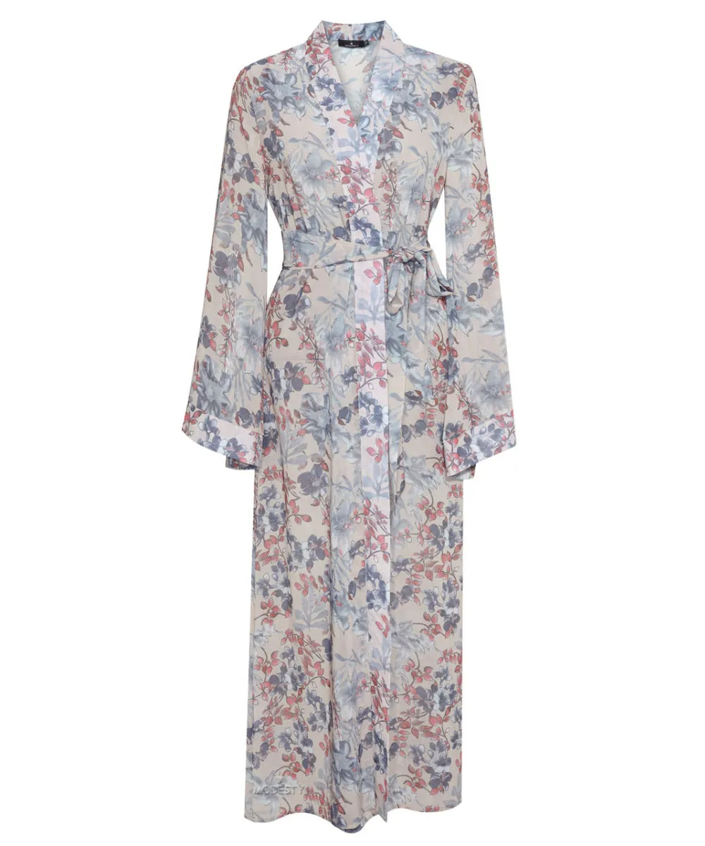 Floral Poetry Bell Sleeve Chiffon Kimono