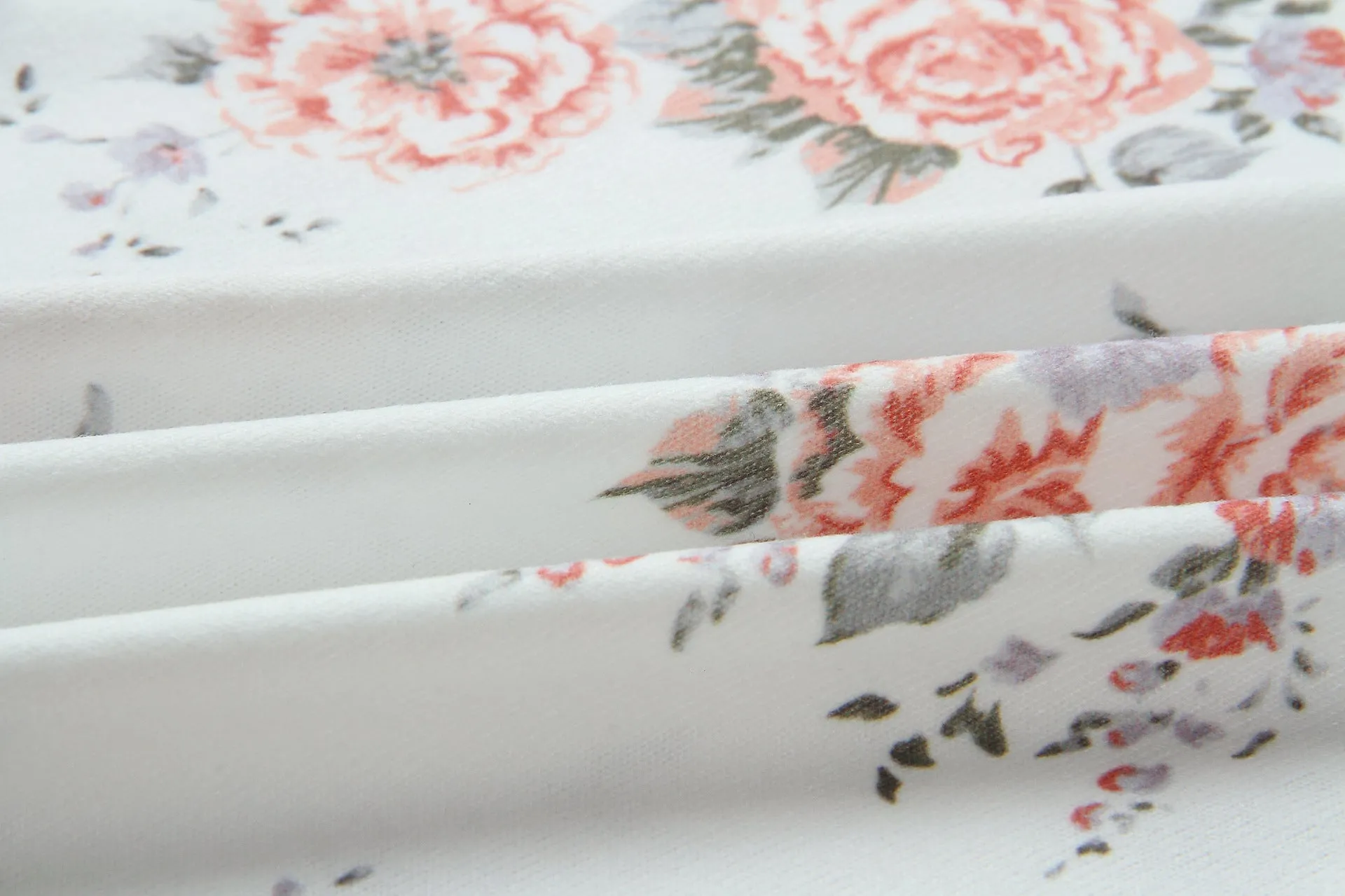 Floral Two-piece Cotton T-Shirt Lace-up Shorts Loungewear