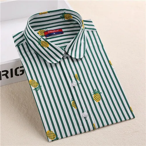 Floral Women Blouses Long Sleeve Shirt Cotton Women Shirts Cherry Casual Ladies Tops Animal Print Blouse Plus Size 5XL