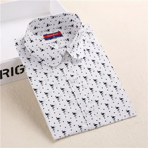 Floral Women Blouses Long Sleeve Shirt Cotton Women Shirts Cherry Casual Ladies Tops Animal Print Blouse Plus Size 5XL