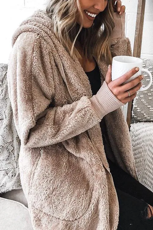 Fluffy Fleece Open Coat