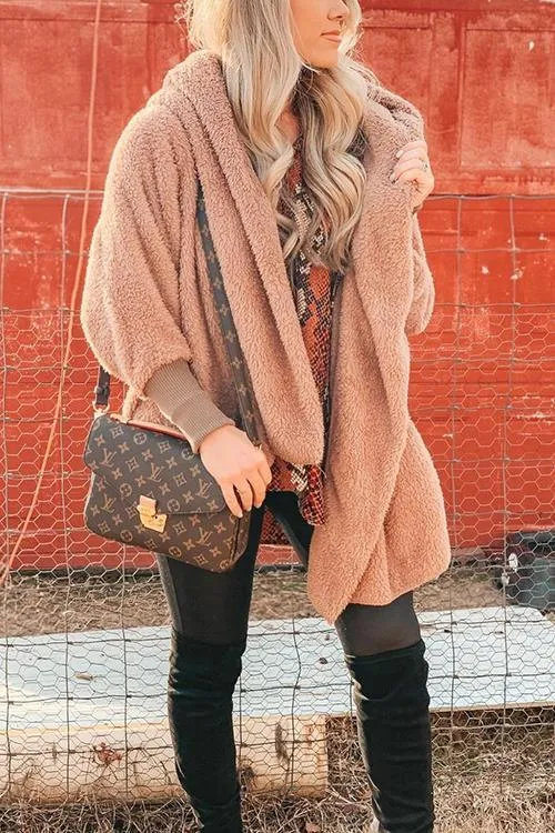 Fluffy Fleece Open Coat