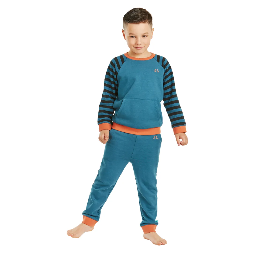 Forest Green Striped Boys Lounge Set