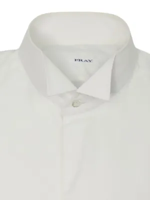 Fray White Wing Collar Cotton Tuxedo Shirt