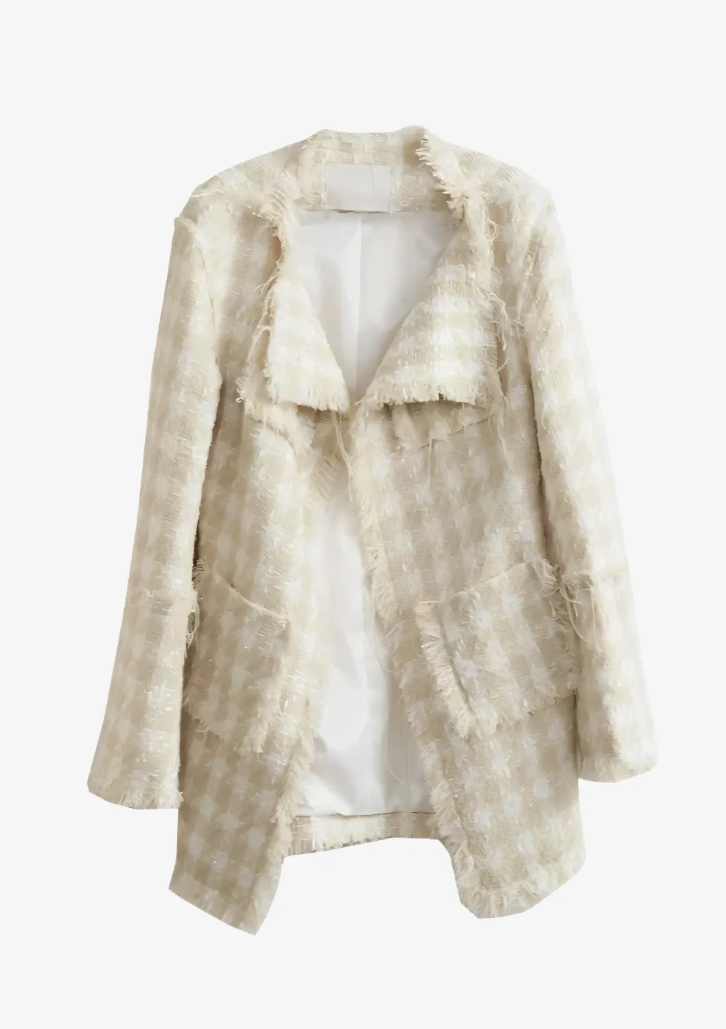 Frayed Elegance Beige Blazer