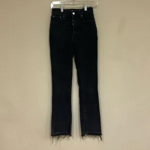 Free People Womans black button up split ankle Flare Jeans size 26