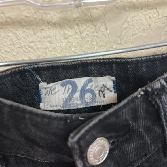 Free People Womans black button up split ankle Flare Jeans size 26