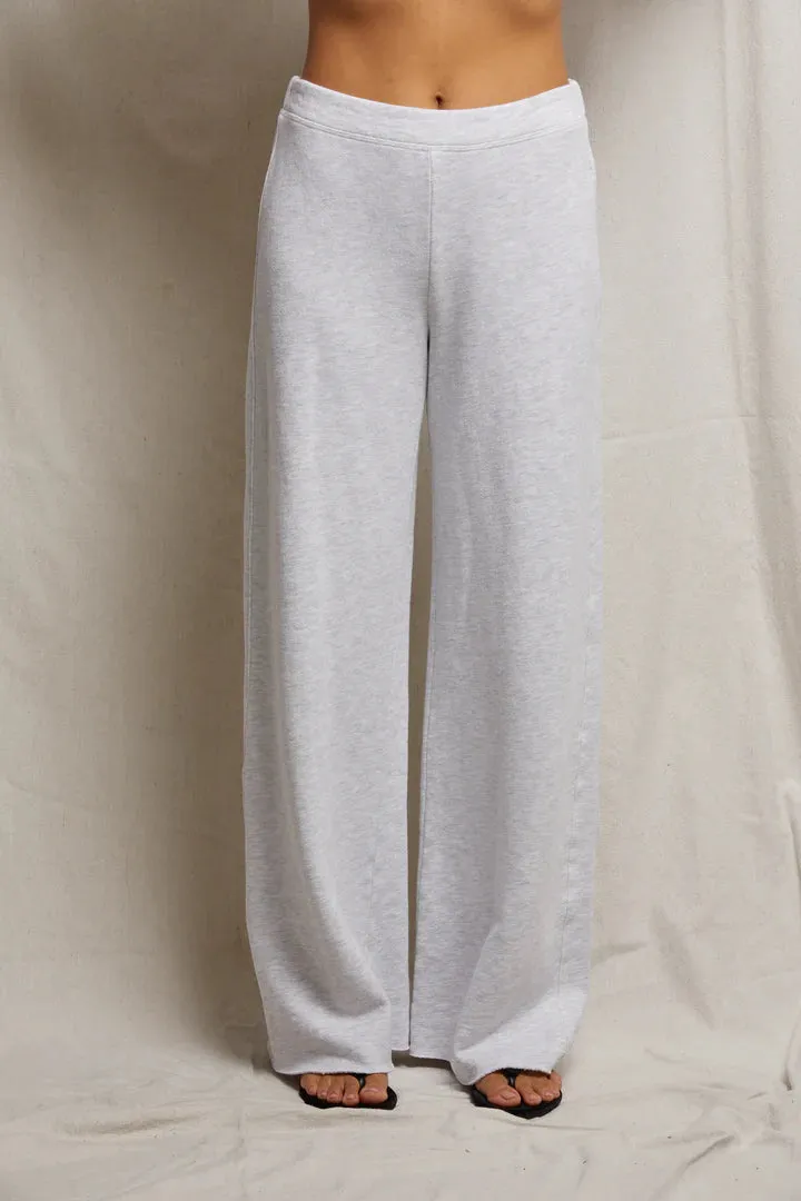 French Terry Wide Leg Trouser-Ash